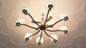close up of chandelier detail at 1401 sheridan apartments in washington dc