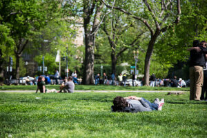 people relaxing at park near randle circle apartments in washington dc