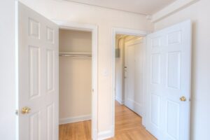 closet and view of front entrance at 6100 14th street apartments in brightwood washington dc