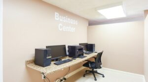 business center with computer and printer at shipley park apartments in washington dc
