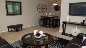 living and dining areas at garden village apartments in washington dc