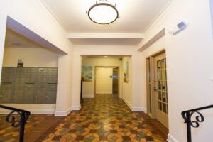 lobby area with mail boxes at juniper courts tax credit apartments in takoma washington dc