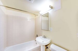 bathroom at longfellow apartments in brightwood washington dc