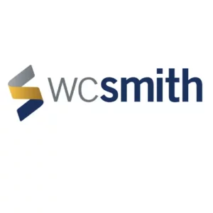 Logo of WC Smith featuring a stylized "S" design in grey and gold, with "WC Smith" written in grey and dark blue text. Reflecting its roots and commitment to DC's corporate philanthropy, the logo embodies both elegance and community spirit. | DC Apartments by WC Smith