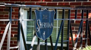 wrought iron signage at 1401 sheridan apartments in washington dc
