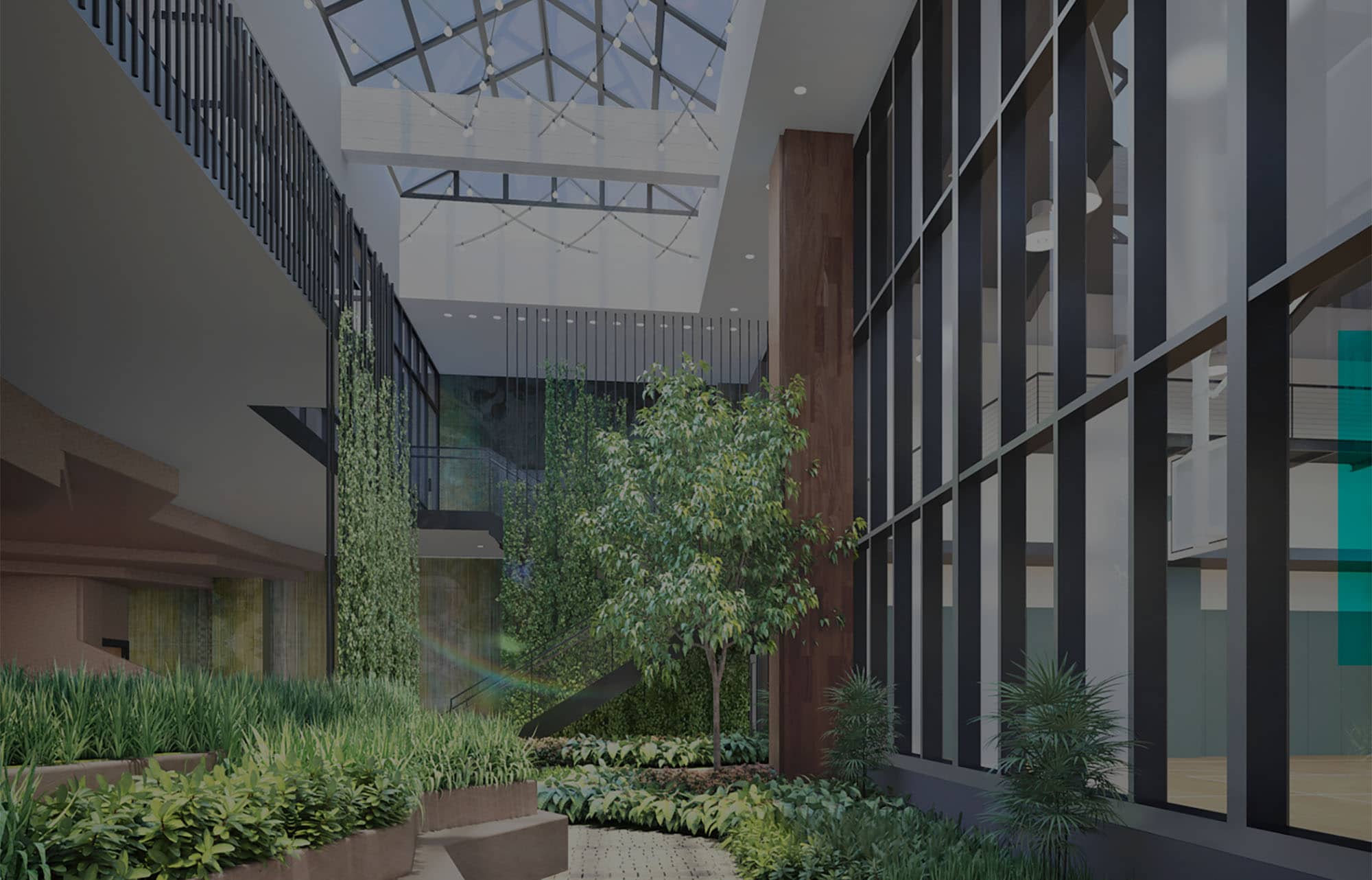rendering of exterior of the collective apartment building featuring a whole foods grocery store on the bottom floor