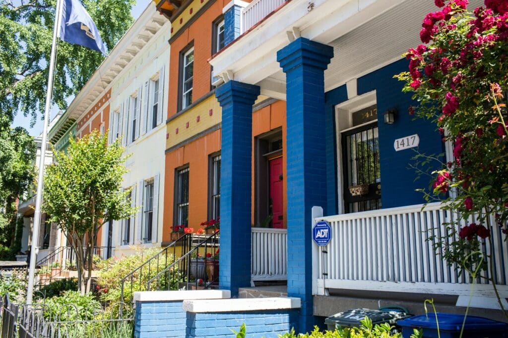 colorful row homes in washington dc