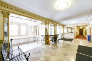 lobby and entrance of wakefield hall apartment building in washington dc