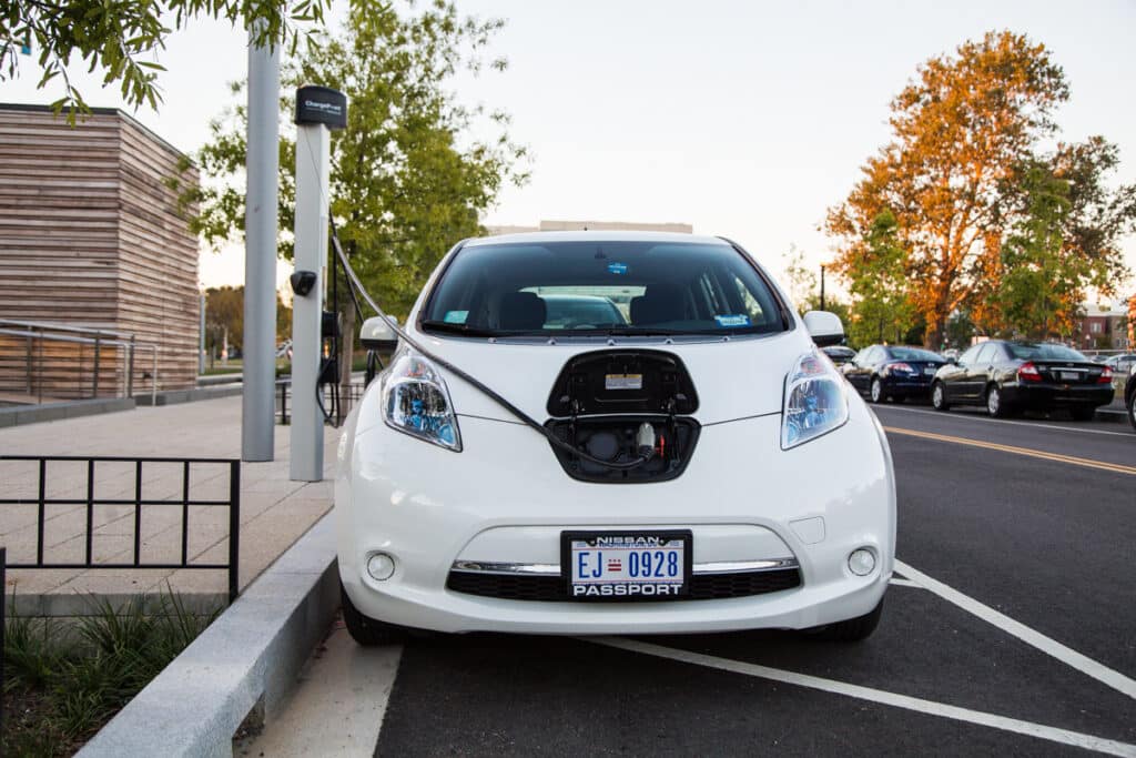 car using an electric charger in washington dc
