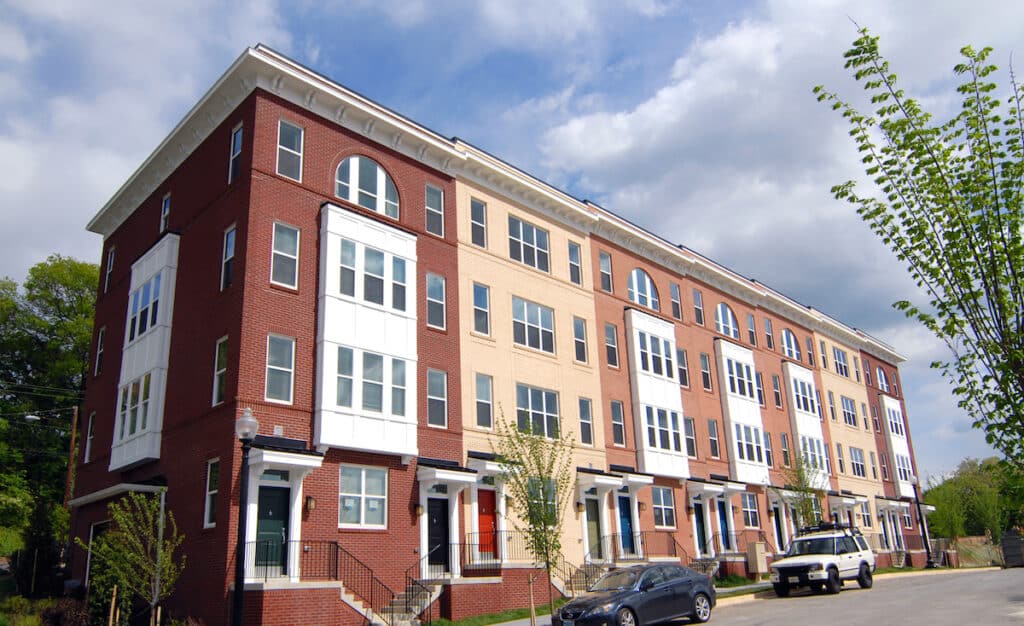 exterior of sheridan station south townhouse style apartments in washington dc